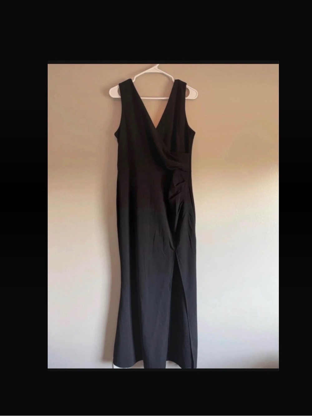 Sleeveless Black Maxi Dress with V-Neck Wrap Detail